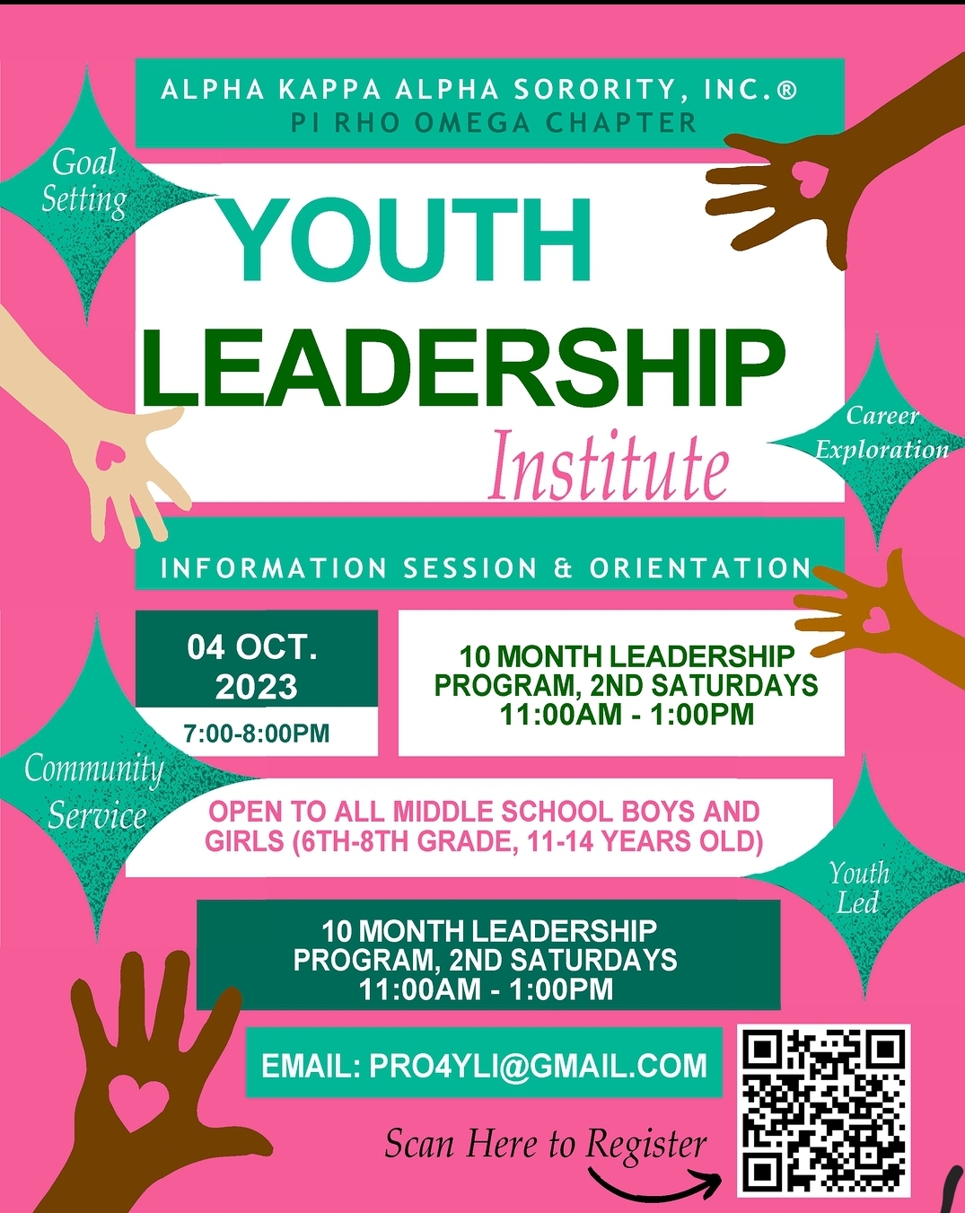 Pi Rho Omega Chapter Youth Leadership Institute Information